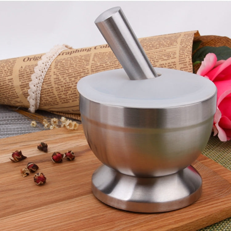 Cối giã tỏi bằng thép không gỉ có nắp, kích thước: nhỏ, kích thước: lớn