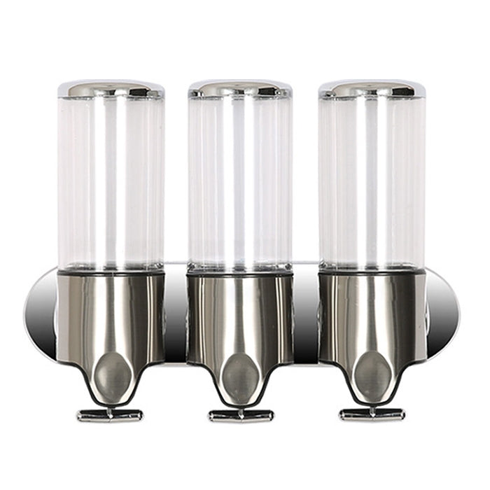 Bình đựng xà phòng, dầu gội, nước rửa tay treo tường khách sạn 3 ngăn, dung tích 1200ml, 1200ml/màu đen, 1200ml/màu vàng, 1200ml/màu đỏ, 1200ml/màu bạc, 1200ml/trong suốt, 1200ml/màu trắng