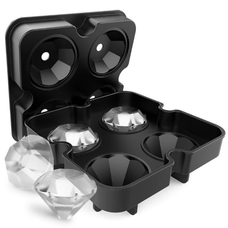 Khuôn làm đá viên 3D hình kim cương 4 ngăn mới, khay silicone cho tiệc bar, khuôn socola, dụng cụ nhà bếp, hình kim cương