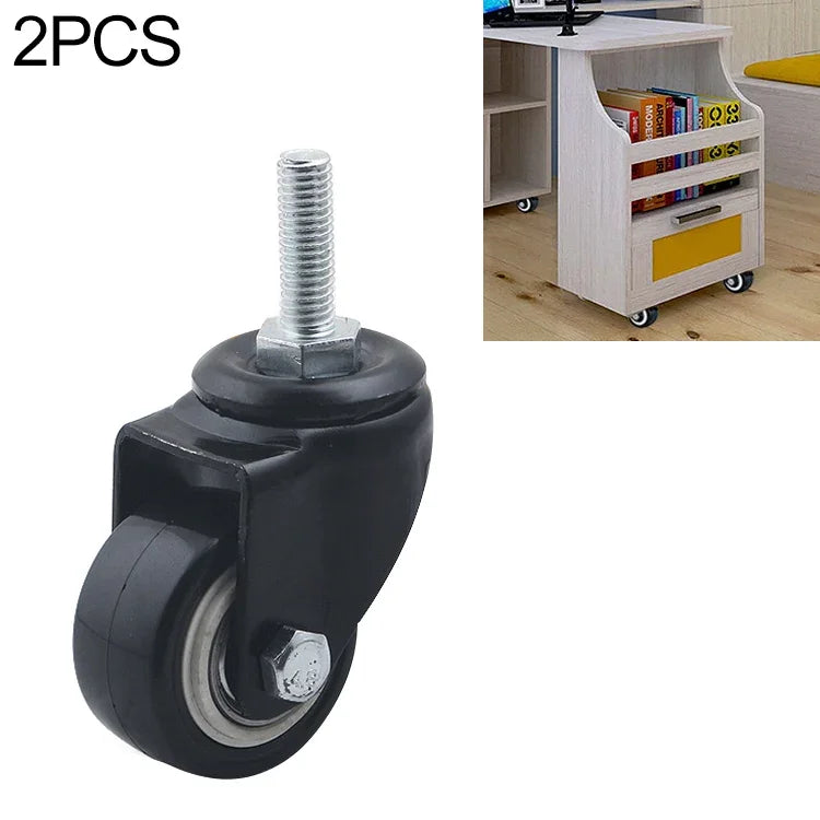 2 PCS 2 inch Furniture Cabinet Coffee Table Silent Screw Universal Wheel, 2 inch Screw Universal Wheel