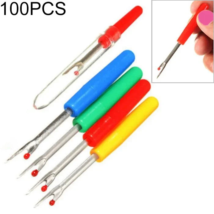 100 cái dụng cụ tháo chỉ nhỏ tay cầm nhựa, dao cắt chỉ thêu chữ thập