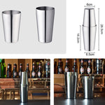 Bộ dụng cụ pha chế cocktail Boston bằng thép không gỉ cao cấp / dụng cụ bar cao cấp, dung tích: 750 + 600ml, bộ pha chế cocktail