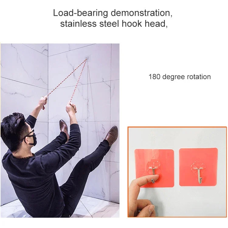 10 móc dán không đường may hình quả mận dày PVC + thép không gỉ, Chống nước, trong suốt, dán chắc, treo tường bếp, Dày
