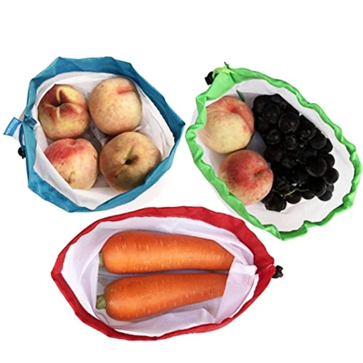 10 Túi Lưới Đựng Trái Cây Bánh Mì Tái Sử Dụng Đường May Đôi, Kích Thước: 30cm x 20cm, Giao Màu Ngẫu Nhiên, Kích Thước: 30cm x 20cm