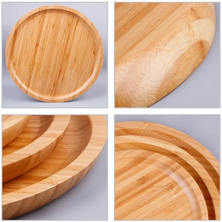 Khay trà tre tròn đơn giản sáng tạo cho gia đình, đường kính: 30cm