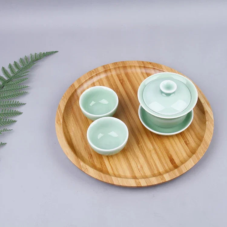 Khay trà tre tròn đơn giản sáng tạo cho gia đình, đường kính: 30cm