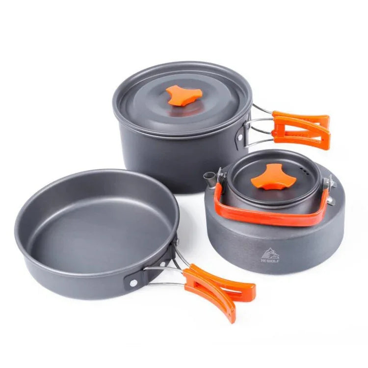 Bộ nồi chén dụng cụ nấu ăn cắm trại Hewolf 1692 cho 2-3 người, HW-K1692 cho 2-3 người
