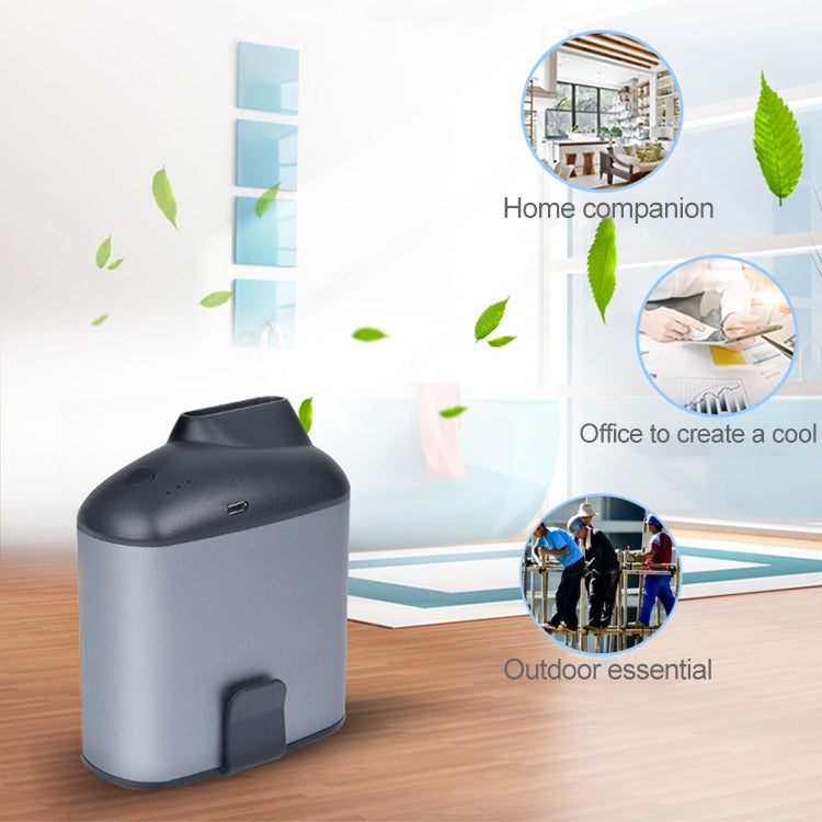 Quạt treo eo USB sáng tạo di động với ba tốc độ gió điều chỉnh, màu đen, xám