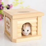 Nhà Gỗ Mái Bằng Chuồng Thú Cưng Cho Thỏ Chuột Hamster Nhỏ, Nhà Gỗ Mái Bằng