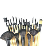 Bộ 32 cọ trang điểm cán màu gỗ + túi đựng bằng da PU, 32 chiếc