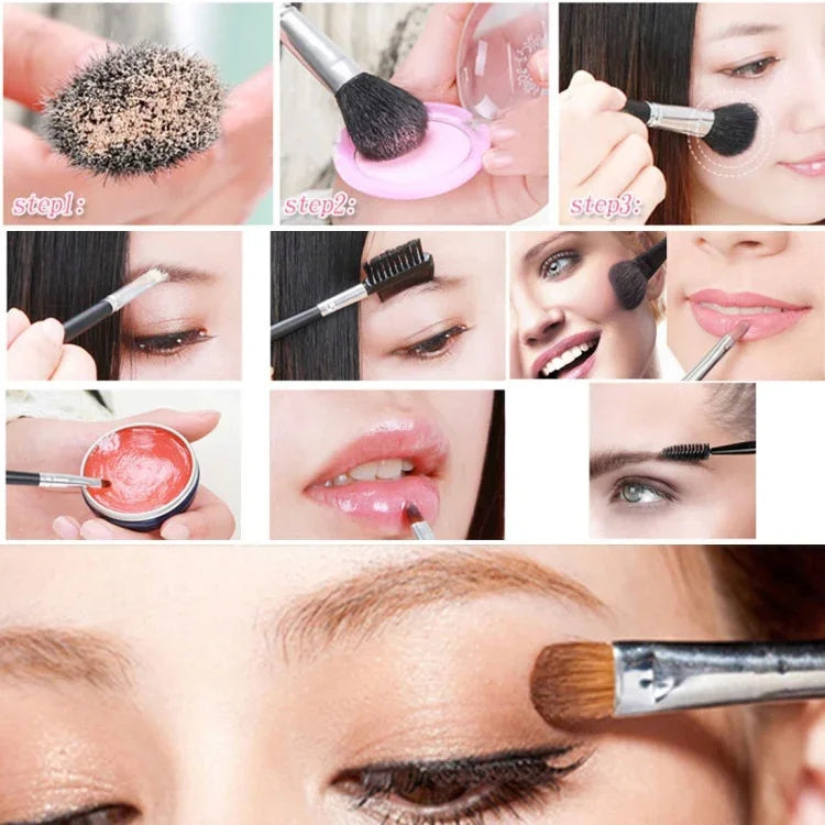 Bộ dụng cụ trang điểm chuyên nghiệp 5 trong 1 họa tiết sọc hồng