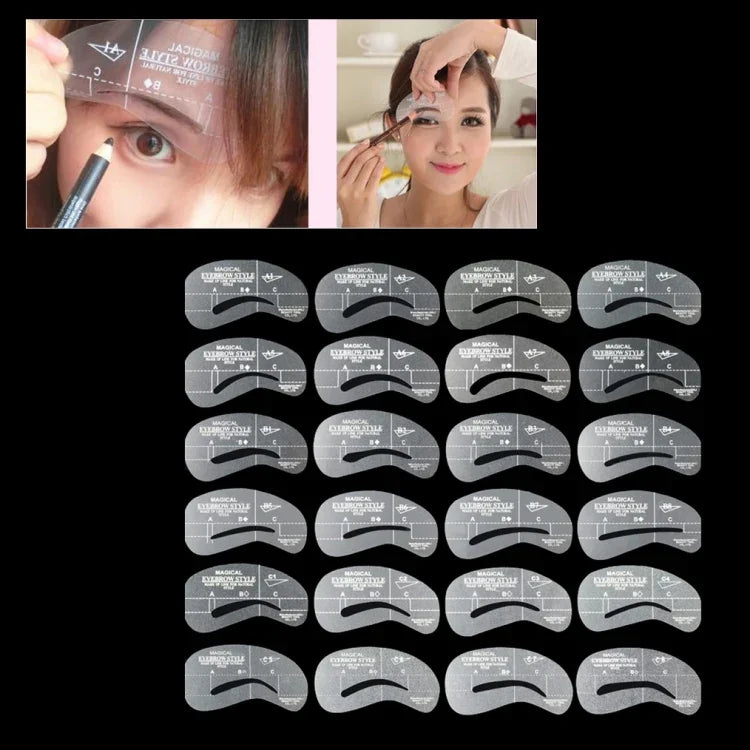 Dụng cụ khuôn tạo dáng lông mày 24 trong 1, 24 trong 1
