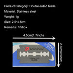 10 PCS Professional Hairdressing Tools Scraper Blade Eyebrow Trimmer Shaving Scratching Hair Feather Blade(Silver)