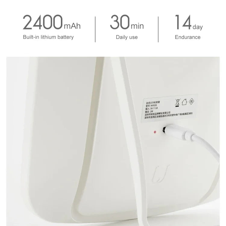 Gương trang điểm LED để bàn hình vuông một mặt Xiaomi Youpin jordan&judy chính hãng, Kiểu màu đơn
