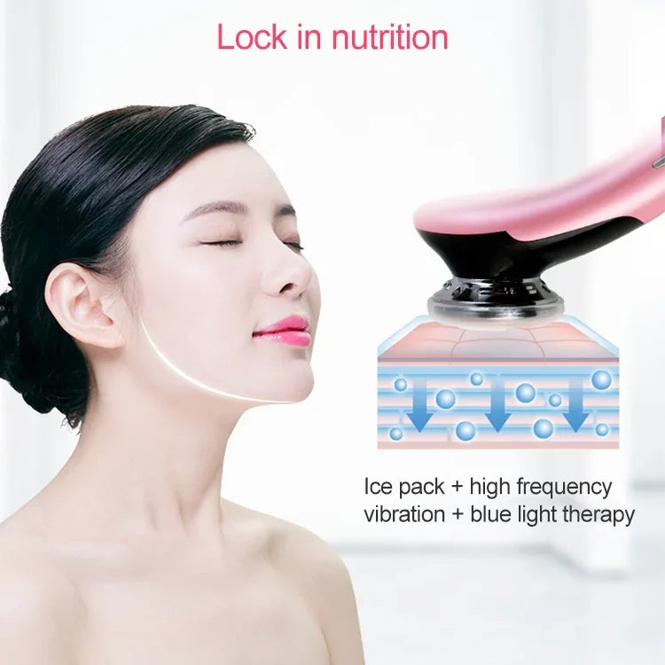 Dụng cụ làm đẹp da mặt BLK-D818, thiết bị trẻ hóa da nóng lạnh, EMS dòng điện vi mô, BLK-D818 (Hồng), BLK-D818 (Trắng)