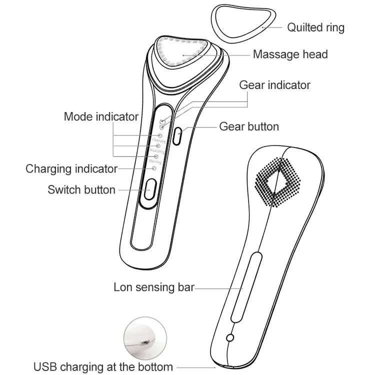 Dụng cụ ion nhập xuất BLK-D020, máy massage làm đẹp da mặt, thiết bị chăm sóc da mặt rung và làm nóng