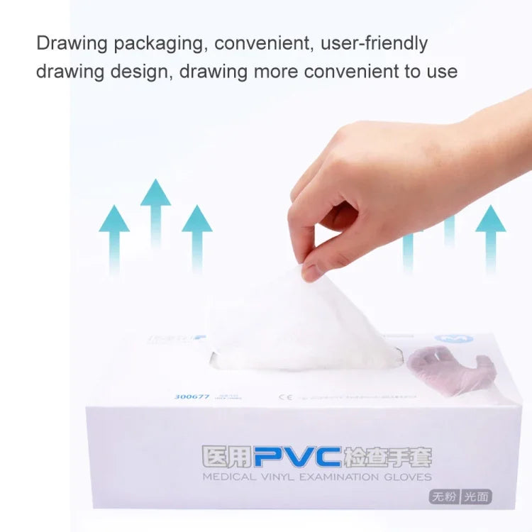 100 chiếc găng tay khám PVC dùng một lần trong suốt, găng tay bảo hộ có thể chạm được, Kích thước: L, 100 chiếc L