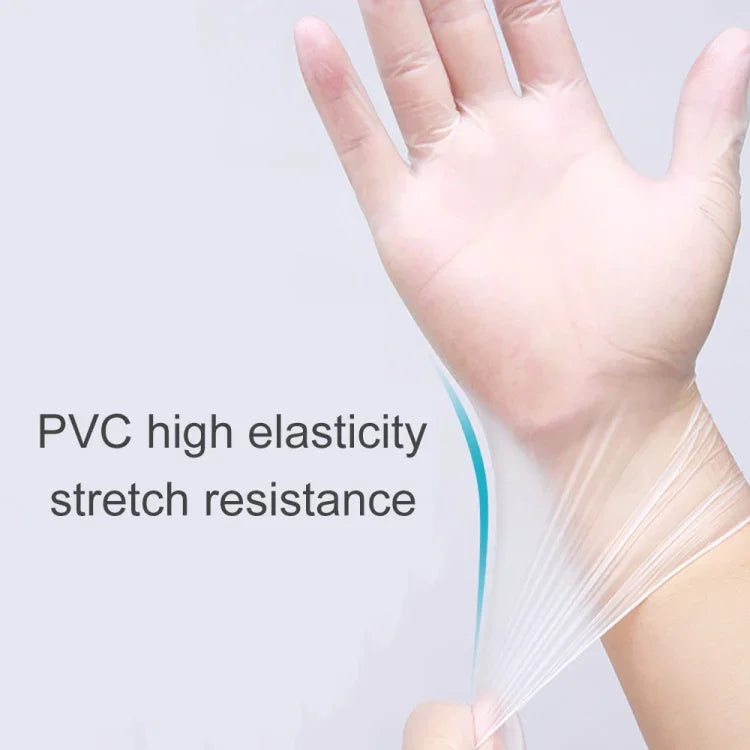100 chiếc găng tay khám PVC dùng một lần trong suốt, găng tay bảo hộ có thể chạm được, Kích thước: L, 100 chiếc L