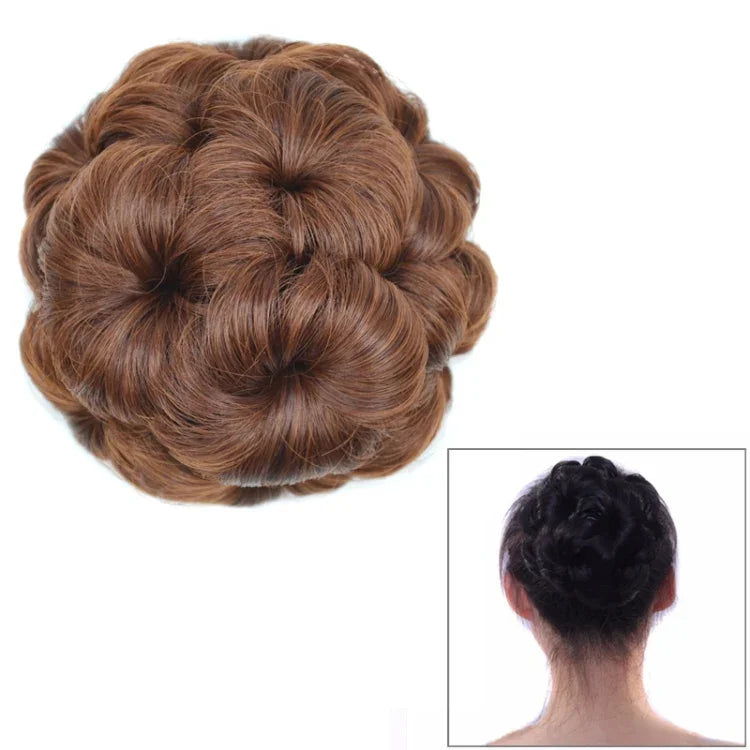 Tóc giả đầu bóng kẹp hoa, túi tóc, băng đô tóc giả cho cô dâu 30M33#