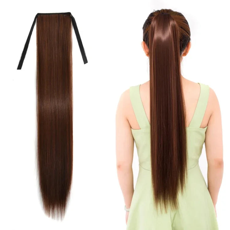 Tóc giả đuôi ngựa dài thẳng tự nhiên kiểu băng bó cho nữ, chiều dài: 75cm, 75cm