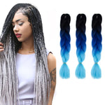 Tóc giả bím cá nhân màu gradient thời trang, sợi hóa học, bím lớn, dài 60cm (56 tím + xanh hồ + tím nhạt), 21, 35, 37, 38, 44, 45, 46, 47, 49, 50, 51, 56