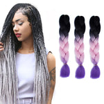Tóc giả bím cá nhân màu gradient thời trang, sợi hóa học, bím lớn, dài 60cm (56 tím + xanh hồ + tím nhạt), 21, 35, 37, 38, 44, 45, 46, 47, 49, 50, 51, 56