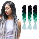 Tóc giả bím cá nhân màu gradient thời trang, sợi hóa học, bím lớn, dài 60cm (56 tím + xanh hồ + tím nhạt), 21, 35, 37, 38, 44, 45, 46, 47, 49, 50, 51, 56