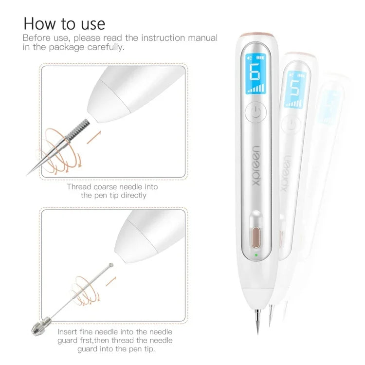Bút Loại Bỏ Nốt Ruồi, Tàn Nhang, Đốm Nâu, Hình Xăm, Mụn Cóc Không Dây Sạc Lại Chuyên Nghiệp XPREEN XPRE051, Bộ Bút Xóa Nốt Đốm Da Pro Với Màn Hình LED & Đèn Chiếu Sáng