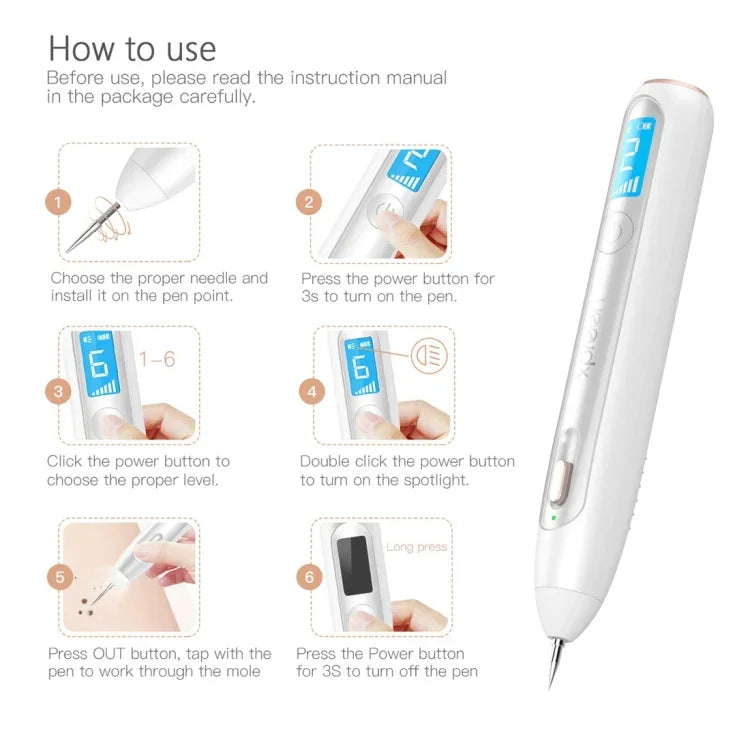 Bút Loại Bỏ Nốt Ruồi, Tàn Nhang, Đốm Nâu, Hình Xăm, Mụn Cóc Không Dây Sạc Lại Chuyên Nghiệp XPREEN XPRE051, Bộ Bút Xóa Nốt Đốm Da Pro Với Màn Hình LED & Đèn Chiếu Sáng