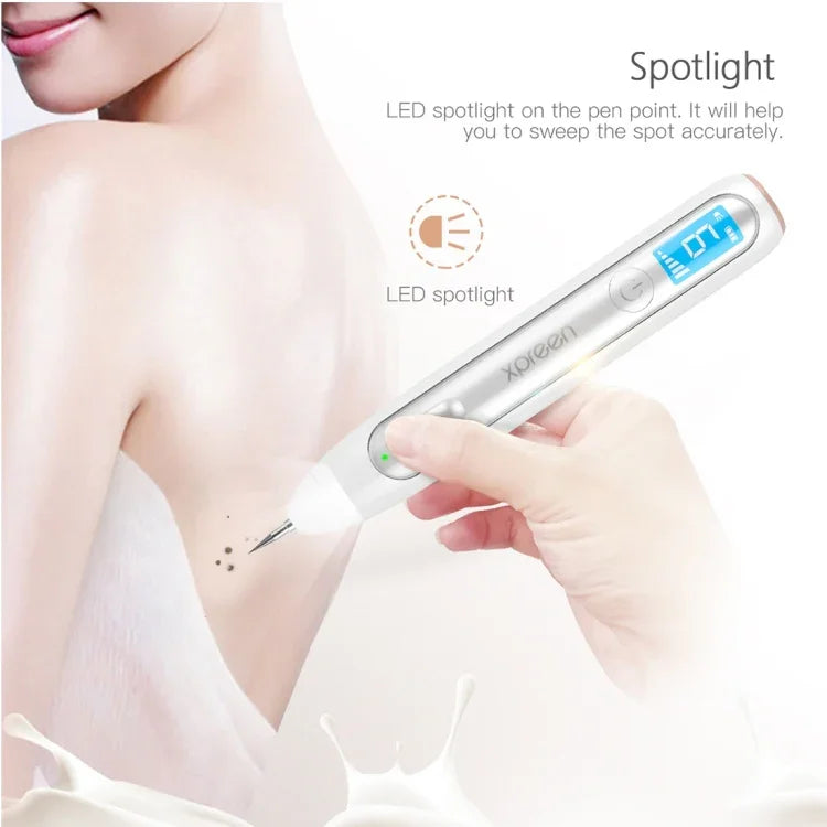 Bút Loại Bỏ Nốt Ruồi, Tàn Nhang, Đốm Nâu, Hình Xăm, Mụn Cóc Không Dây Sạc Lại Chuyên Nghiệp XPREEN XPRE051, Bộ Bút Xóa Nốt Đốm Da Pro Với Màn Hình LED & Đèn Chiếu Sáng