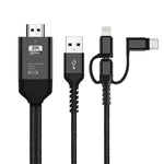 Cáp 3 trong 1 Micro USB + USB-C / Type-C + 8 Pin sang HDMI HDTV