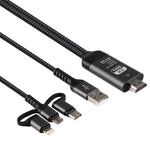 Cáp 3 trong 1 Micro USB + USB-C / Type-C + 8 Pin sang HDMI HDTV