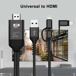 Cáp 3 trong 1 Micro USB + USB-C / Type-C + 8 Pin sang HDMI HDTV