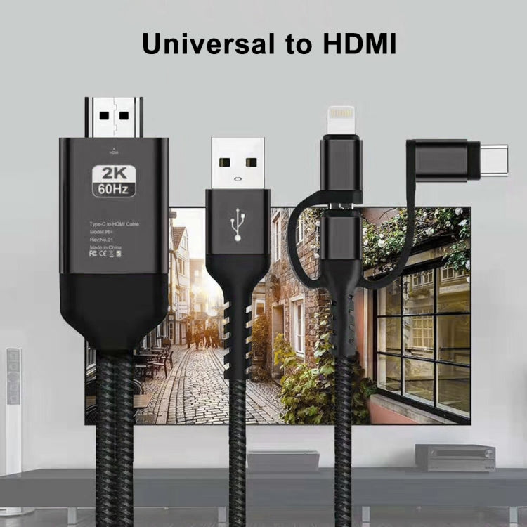 Cáp 3 trong 1 Micro USB + USB-C / Type-C + 8 Pin sang HDMI HDTV