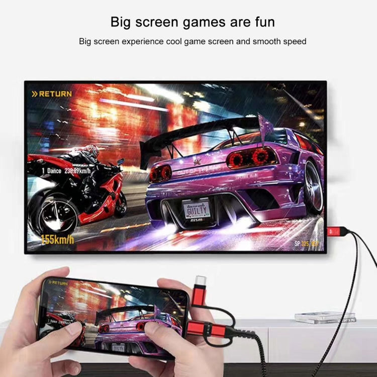 Cáp 3 trong 1 Micro USB + USB-C / Type-C + 8 Pin sang HDMI HDTV