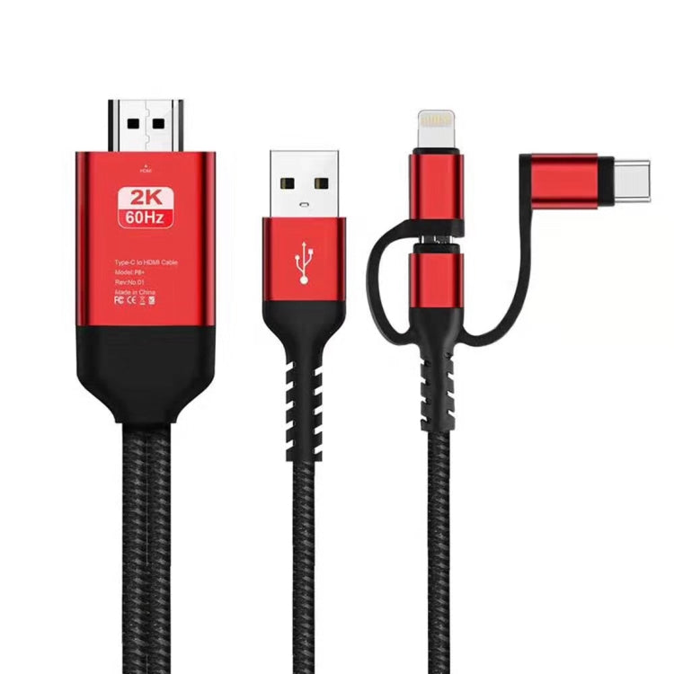Cáp 3 trong 1 Micro USB + USB-C / Type-C + 8 Pin sang HDMI HDTV