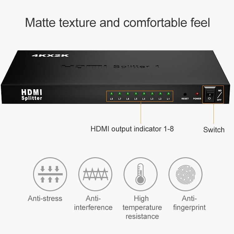 Bộ Chia HDMI 1 x 8 Full HD 1080P Có Công Tắc, Hỗ Trợ 3D & 4K x 2K