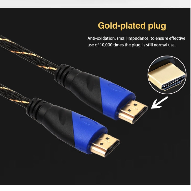 Cáp HDMI 1.4 Phiên Bản 15m 1080P Dây Lưới Đan Màu Xanh Đen Đầu HDMI Đực sang HDMI Đực Kết Nối Âm Thanh Video, Chiều Dài: 15m