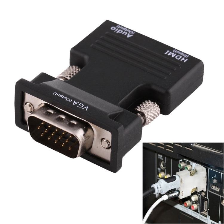 Bộ chuyển đổi HDMI cái sang VGA đực có cổng xuất âm thanh cho máy chiếu, màn hình, TV, HDMI sang VGA + Âm thanh