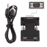 Bộ chuyển đổi HDMI cái sang VGA đực có cổng xuất âm thanh cho máy chiếu, màn hình, TV, HDMI sang VGA + Âm thanh