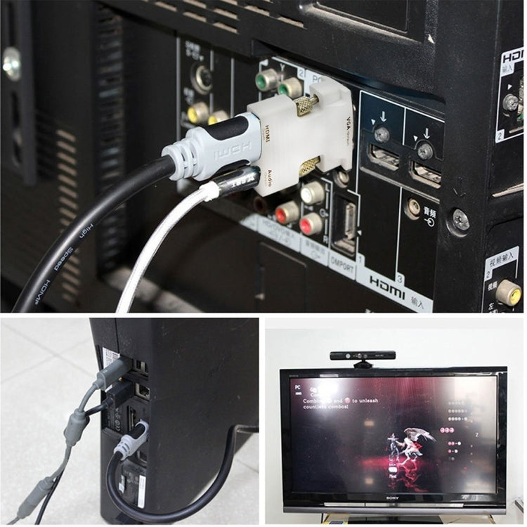 Bộ chuyển đổi HDMI cái sang VGA đực có cổng xuất âm thanh cho máy chiếu, màn hình, TV, HDMI sang VGA + Âm thanh