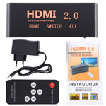 Bộ chuyển mạch HDMI 2.0 4X1 4K/60Hz có điều khiển từ xa, phích cắm EU, 4X1