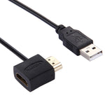 Cáp chuyển đổi đầu HDMI cái + HDMI đực sang USB 2.0 đực dài 50cm, HDMI cái + đực