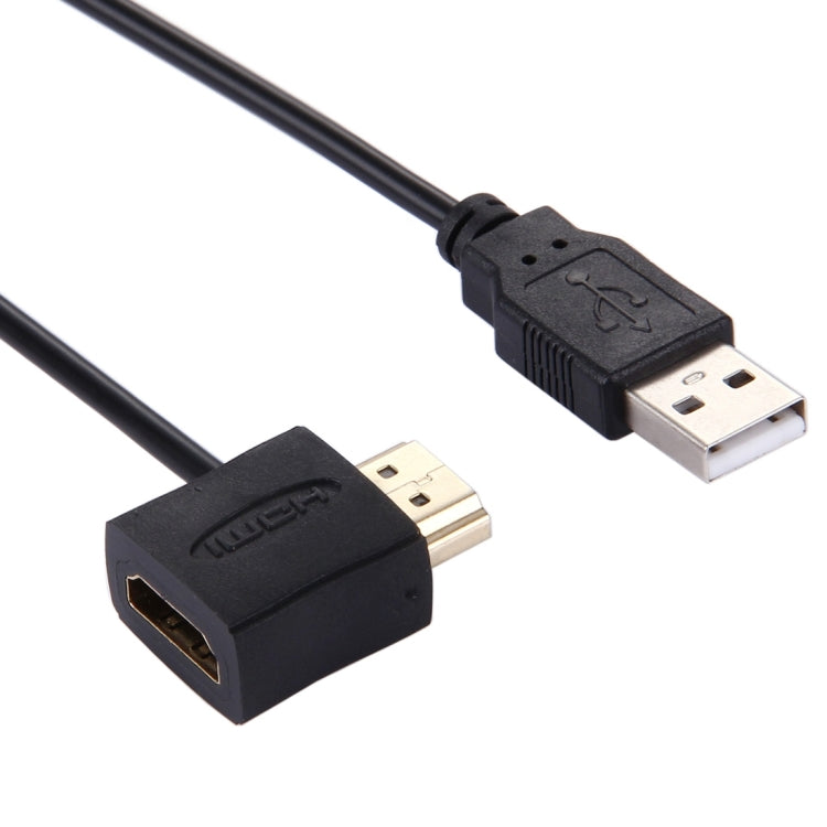 Cáp chuyển đổi đầu HDMI cái + HDMI đực sang USB 2.0 đực dài 50cm, HDMI cái + đực