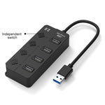 Onten 5301 USB 3.0 đực sang 4 USB 2.0 cái bộ chia mở rộng với công tắc độc lập, 5301