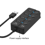Onten 5301 USB 3.0 đực sang 4 USB 2.0 cái bộ chia mở rộng với công tắc độc lập, 5301