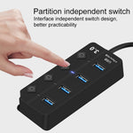 Onten 5301 USB 3.0 đực sang 4 USB 2.0 cái bộ chia mở rộng với công tắc độc lập, 5301