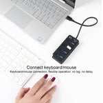 Onten 5301 USB 3.0 đực sang 4 USB 2.0 cái bộ chia mở rộng với công tắc độc lập, 5301