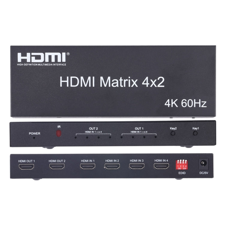 Bộ chuyển mạch / chia HDMI ma trận 4x2 với điều khiển từ xa, hỗ trợ ARC / MHL / 4Kx2K / 3D, 4 cổng vào HDMI, 2 cổng ra HDMI, hỗ trợ ARC / MHL / 4Kx2K / 3D