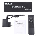 Bộ chuyển mạch / chia HDMI ma trận 4x2 với điều khiển từ xa, hỗ trợ ARC / MHL / 4Kx2K / 3D, 4 cổng vào HDMI, 2 cổng ra HDMI, hỗ trợ ARC / MHL / 4Kx2K / 3D